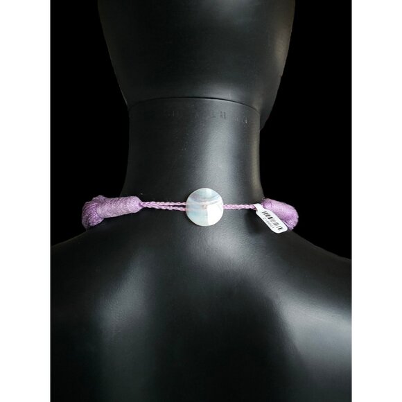 Shell/Lavender Collar Necklace/Earring Set - Picture 4 of 16